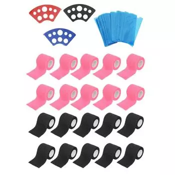 200 шт., синие чехлы для тату-ручки с 10 шт. лентами, 3 шт., держатель для чернильной чашки, подставка, эластичный бинт Black