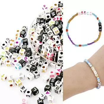 200 шт. смешанные квадратные бусины с буквами алфавита, подвески, браслет, ожерелье для изготовления ювелирных изделий