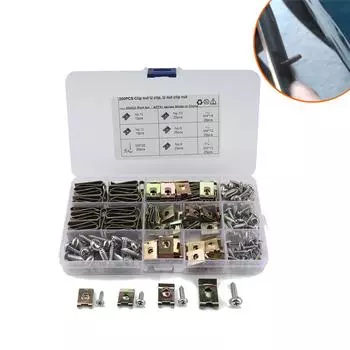 200 шт. стальные U-образные зажимы, гайки, саморезы, крепеж для авто, автомобиля, мотоцикла