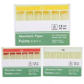 200 шт. стоматологических впитывающих бумажных штифтов, впитывающих бумажные штифты для корневых каналов, стоматологический инструмент 15# White