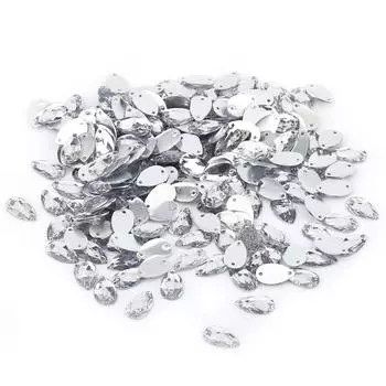 200 шт. Стразы для шитья из смолы в форме капли с плоским основанием и двойными отверстиями для поделок(белый) белый