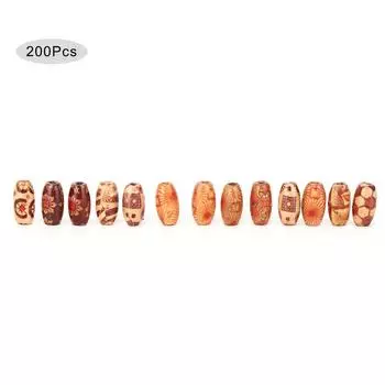 200 шт. уникальных деревянных бусин, разноцветных, окрашенных, смешанных, с рисунком, бусины, аксессуары для самостоятельного изготовления, 15x7 мм