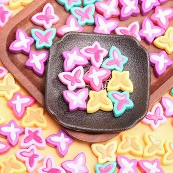 200 шт. ювелирные аксессуары ослепляют двухцветные свободные бусины в форме бабочки, креативный материал из бисера, трехмерный браслет с УФ-покрытием, ожерелье