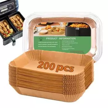 200 шт. вставок для фритюрницы Ninja, пергаментная бумага, одноразовые пищевые прямоугольные принадлежности для выпечки, жарки, сервировки