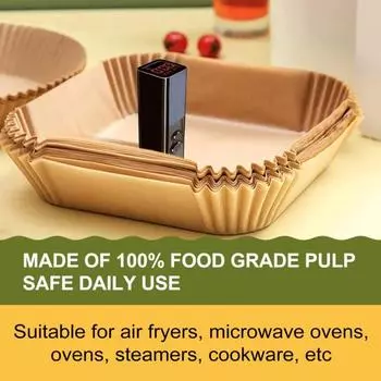 200 шт. вставок для фритюрницы Ninja, пергаментная бумага, одноразовые пищевые прямоугольные принадлежности для выпечки, жарки, сервировки A