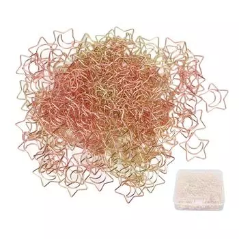 200 шт. Звезда Луна Скрепки Золото Золото Предотвращение Выцветания Многофункциональные Скрепки для Офиса Dail