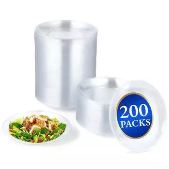 200 штук Одноразовые прозрачные пластиковые тарелки для свадьбы 5-дюймовые круглые маленькие тарелки-подносы для вечеринки, свадеб, для кейтеринга, отеля, десерта, барбекю, пикника One Size