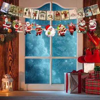 200 СМ Рождественский Баннер Бумага Санта Лось Дерево Многоразовый Праздник Крытый Открытый Рождественский Настенный Флаг Бантинг Гирлянда Украшения Подвеска Фестиваль Подарок