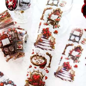 200 см/рулон Land of Dark Magic Водонепроницаемая лента Кремовая Креативная бабочка Цветок Декоративная лента Идол Фото Коллаж Канцелярские принадлежности