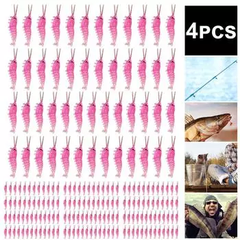 200 Stck Salzwasser-Angelkder, 3,5 см, leuchtender weicher Kder, Гарнелен (Ро