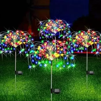 200 светодиодных солнечных батарей фейерверк огни садовые украшения гирлянда лампа водонепроницаемый одуванчик газонная лампа для патио садовый декор белый