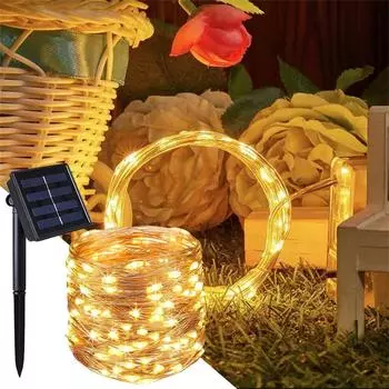 200 светодиодных уличных светильников из медного провода на солнечной энергии, гирлянда для декора вечеринок WH One Size