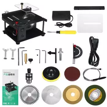 200 Вт 110 мм Прецизионная настольная пила, мини-настольная пила, набор DIY, деревообработка, хобби, модель, режущий инструмент, циркулярная пила, угловая линейка