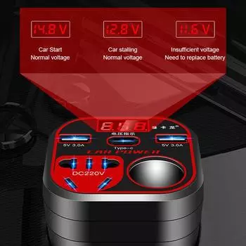 200 Вт 12 В 24 В в 220 В автомобильный инвертор питания со светодиодным дисплеем 3 порта USB + трансформатор напряжения прикуривателя для ноутбука, планшета, камеры