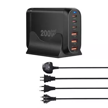 200 Вт 6 портов Usb Type-C быстрое зарядное устройство быстрая зарядка многофункциональное настольное зарядное устройство электростанция для смартфона планшета ноутбука