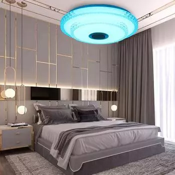 200 Вт Скандинавский светодиодный потолочный светильник Музыкальный потолочный светильник с Bluetooth-динамиком Управление приложением для мобильного телефона Диммируемый свет для домашнего декора