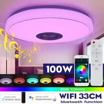 200 Вт Wi-Fi Современные светодиодные потолочные светильники RGB Домашнее освещение Приложение Bluetooth Музыкальный светильник Лампа для спальни Умный потолочный светильник + пульт дистанционного управления