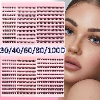 200Clusters Fluffy False Eyelashes 30/40/60/80/100D Faux Mink Lashes Novice 30D