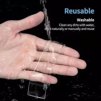 200CM Double Sided Adhesive Tape Heavy Duty Transparent Traceless Adhesive Sticker Glue Waterproof Tape Strips For Decorations About 2M прозрачный