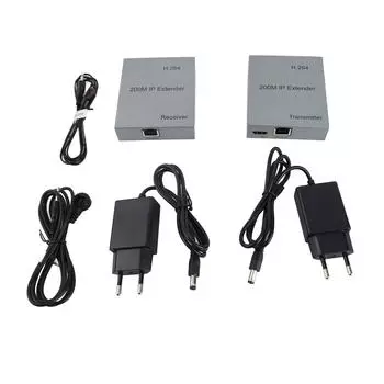200m HD Multimedia Interface IP Extender 1080P Cat5e Cat6 Cat7 Support 3D EDID Poc HD Multimedia EU Plug