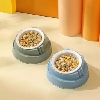 200ml 15 Degrees Tilted Stainless Steel Cat Bowl Non-slip Base Puppy Cats Drink Water Feeder Neck Protection Dish Pet Bowl