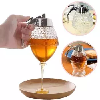 200ml Honey Dispenser Diamond Sweet Sauce Premium Durable Material Tableware Kitchen Tool with Non-Slip Silicone Bottom