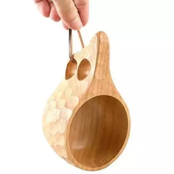 200ml Nordic Style Handmade Wooden Cup Portable Travel Coffee Cup Camping Hiking Survival Tea Cup