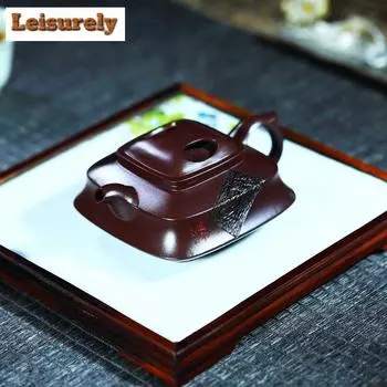 200ml Yixing Purple Clay Teapot Famous Handmade Drunken Plum Filter Pot Raw Ore Purple Eggplant Mud Kettle Chinese Zisha Tea Set