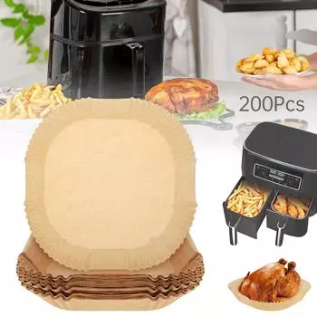 200pcs 5-7QT Air Fryer Paper Liners High Temp Resistant Food Grade Square Disposable Non Stick Microwave Safe Quick Clean