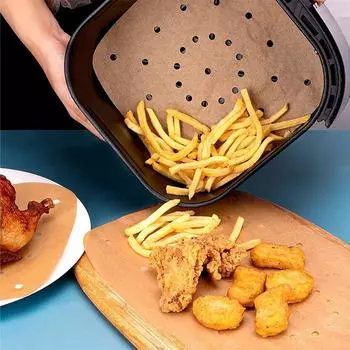 200pcs Air Fryer Paper Disposable Steamer Liner Kitchen Baking Tray Paper Perforated Silicone Oil Paper Baking Oil Absorbe Paper 6 inches 15CM