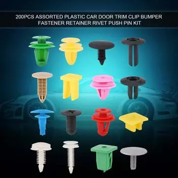 200pcs Assorted Plastic Car Door Trim Clip Bumper Fastener Retainer Rivet Push Pin Kit