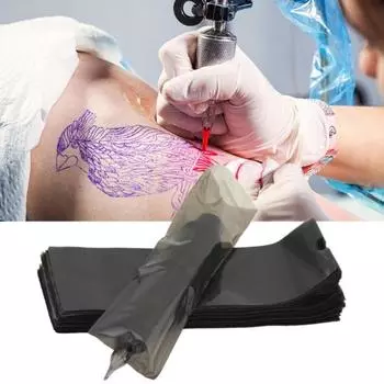 200Pcs/Box Tattoo Hook Line Bag Dustproof Protective Eco-friendly Convenient One-time Dirty-proof Pen Shop Supply чёрный