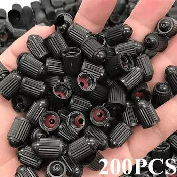 200 шт. пластиковых черных колпачков для автомобильных шин, колпачков для велосипедных шин с резиновым кольцом, куполообразных пылезащитных клапанов для автомобилей и мотоциклов 100PCS