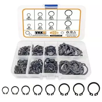 200Pcs Clasp Store Category Manganese Steel External Clasp Clasp Fixed Clasp Set,8 Sizes, Suitable For Mechanical Maintenance
