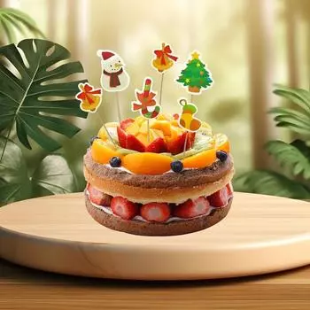 200PCS Disposable fruit stick Party cake topper Christmas tree santa snowman fruit cake decoration Christmas decoration 1Pack