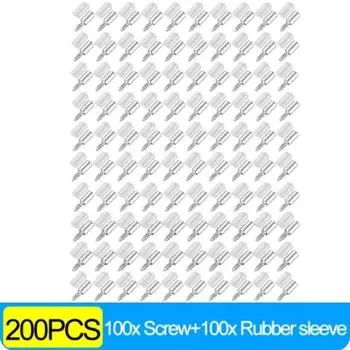 200PCS Self Tapping Screw Layer Plate Holder Wardrobe Septum Brackets Fixed Screw Shelf Support Pegs with Non-Slip Sleeve AVE 100set