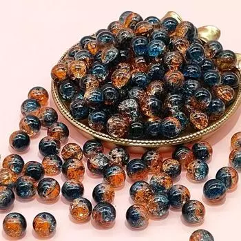 200pcs Starry Sky Ice Cracks Glass Beads DIY Handmade Accessories Bracelet Necklace Accessories 8mm random color