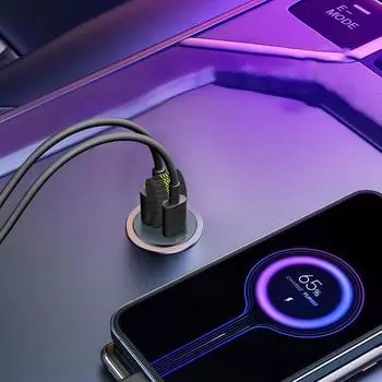 200W Car Mini USB Charger Fast Charging Type-C PD Quick Charge 12-24V Car Phone Charger Adapter for iPhone Samsung чёрный