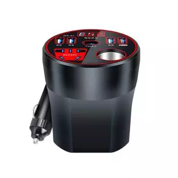 200W Car Power Inverter 4 USB 1 Type-C Ports with AC Outlet 12V to 220V Fast Charging Converter for Laptops Phones