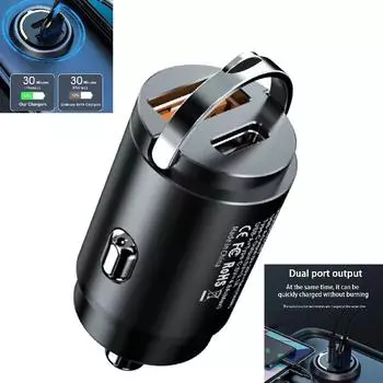 200W mini car charger USB PD cigarette lighter adapter 100W hidden mobile phone charger 12-24V