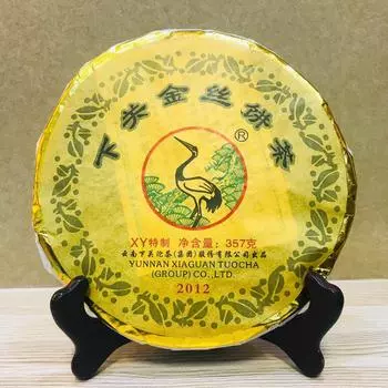 2012 Xiaguan Golden Silk Ribbon XY Пуэр Пуэр Чай Пуэр сырой Пуэр Шен 357г