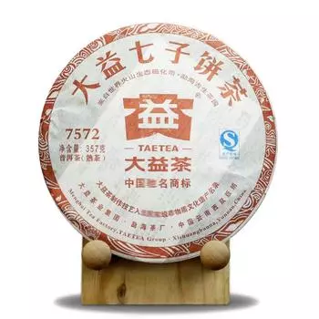 2012г. TAETEA Menghai 7572 Batch 202 Шу Пуэр 357г Дайи Спелый Пуэр Торт