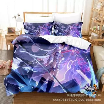 2014 Honkai Impact 3 Bedding Set Single Twin Full Queen King Size Kawaii Girl Bed Set Teenager Bedroom Duvetcover Sets 3D Print EU single(135x200cm)