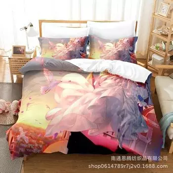 2014 Honkai Impact 3 Bedding Set Single Twin Full Queen King Size Kawaii Girl Bed Set Teenager Bedroom Duvetcover Sets 3D Print EU Single 135x200cm
