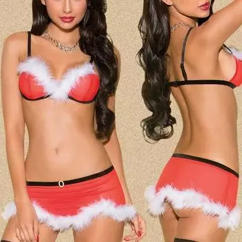 2016 Рождественское сексуальное женское нижнее белье, красное плюшевое нижнее белье, костюм миссис для рождественской вечеринки
