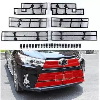 2017 2018 Автомобильная сетка для защиты от насекомых, передняя решетка, вставка, сетка для Toyota Highlander Kluger, аксессуары, 6 шт./компл.