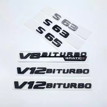 2017 плоские буквы S63 S65 V12 Biturbo V8Biturbo 4matic + эмблема ABS для Mercedes Benz AMG автомобильное крыло багажника фирменная табличка с логотипом S63 серебряный