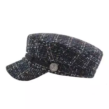 2018 Новая цветная сетчатая вязаная шляпа с плоским верхом, декоративная модная шляпа с пуговицами и веревкой, японская темно-синяя шляпа, студенческая шляпа 58cm оранжевый