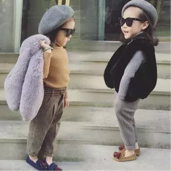 2018 Весна и осень Корейская версия детского теплого мехового жилета для мальчиков и девочек среднего размера, пушистый жилет для младенцев, бархатный жилет, куртка 80cm белый