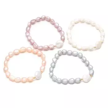 2018 Высокое качество 7-8 мм браслеты из пресноводного жемчуга Браслет из натурального жемчуга для женщин Браслет из жемчуга 19cm слоновая кость/белый